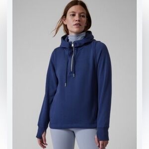 Athleta Cozy Karma 1/4 Zip Fleece Navy Blue Size Small